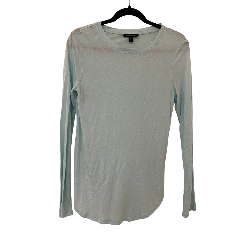 Banana Republic Womens M Light Blue Long Sleeve Crew Neck Top Layering  Modal